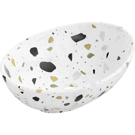 Mexen Elza bladmontage wastafel 40 x 33 cm, witte terrazzo steen - 21014083