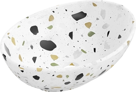 Mexen Elza lavatório de bancada 40 x 33 cm, pedra branca terrazzo - 21014083