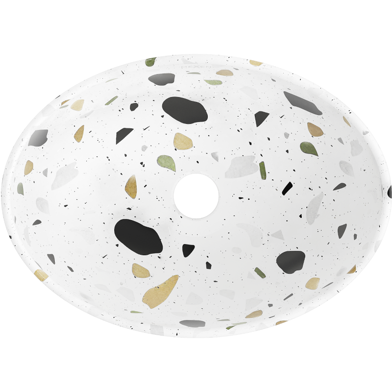 Mexen Elza bänkskiva handfat 40 x 33 cm, vit terrazzo sten - 21014083