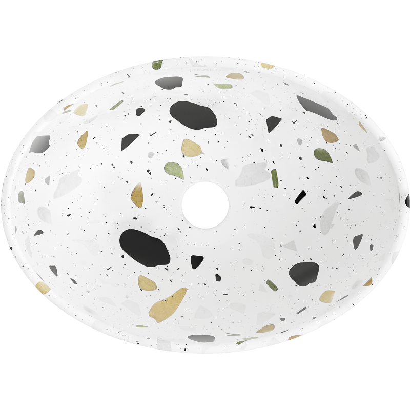 Mexen Elza lavabo à poser 40 x 33 cm, pierre terrazzo blanche - 21014083