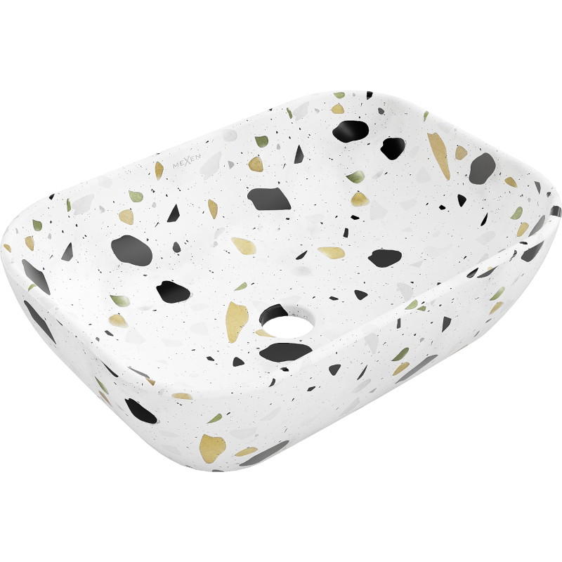 Mexen Rita lauapealne valamu 45 x 32 cm, valge terrazzo kivi - 21084587