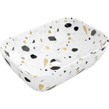 Mexen Rita opzetwastafel 45 x 32 cm, wit terrazzosteen - 21084587