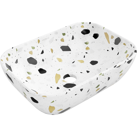 Mexen Rita umivaonik na ploči 45 x 32 cm, bijeli kamen terrazzo - 21084587
