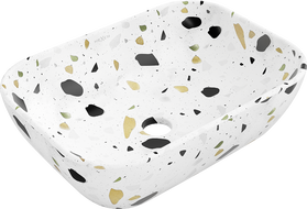 Mexen Rita Aufsatzwaschbecken 45 x 32 cm, weißer Terrazzo-Stein - 21084587