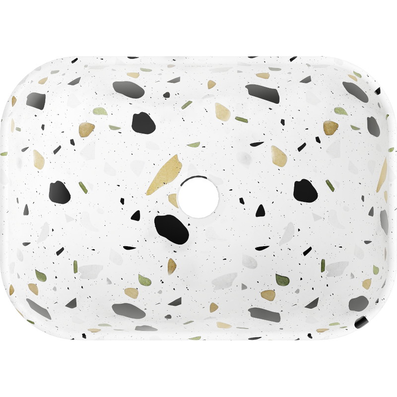 Mexen Rita lauapealne valamu 45 x 32 cm, valge terrazzo kivi - 21084587