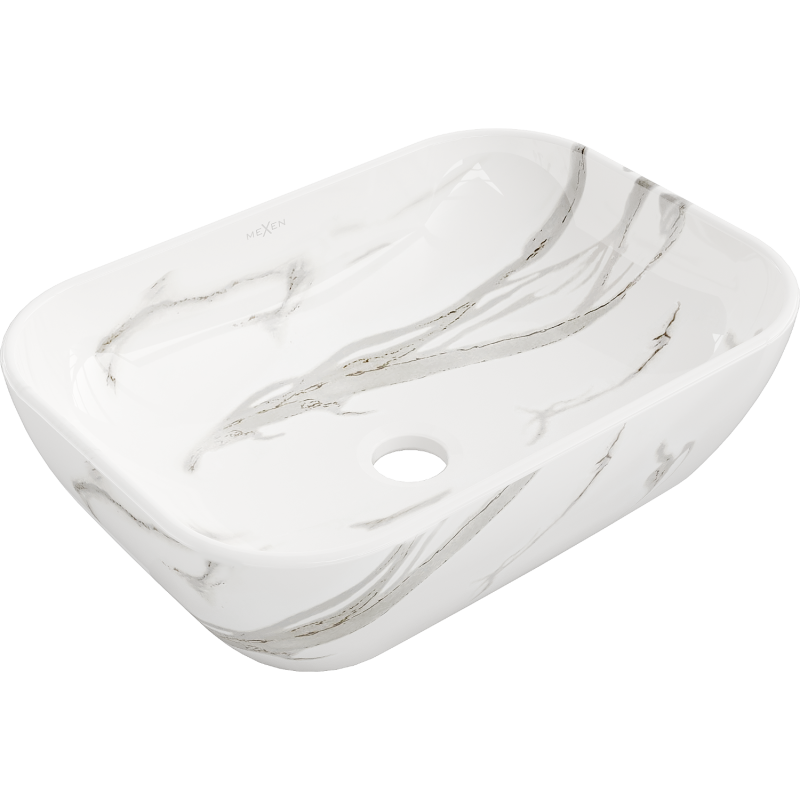 Mexen Rita lavabo sobre encimera 45 x 32 cm, piedra blanca - 21084584