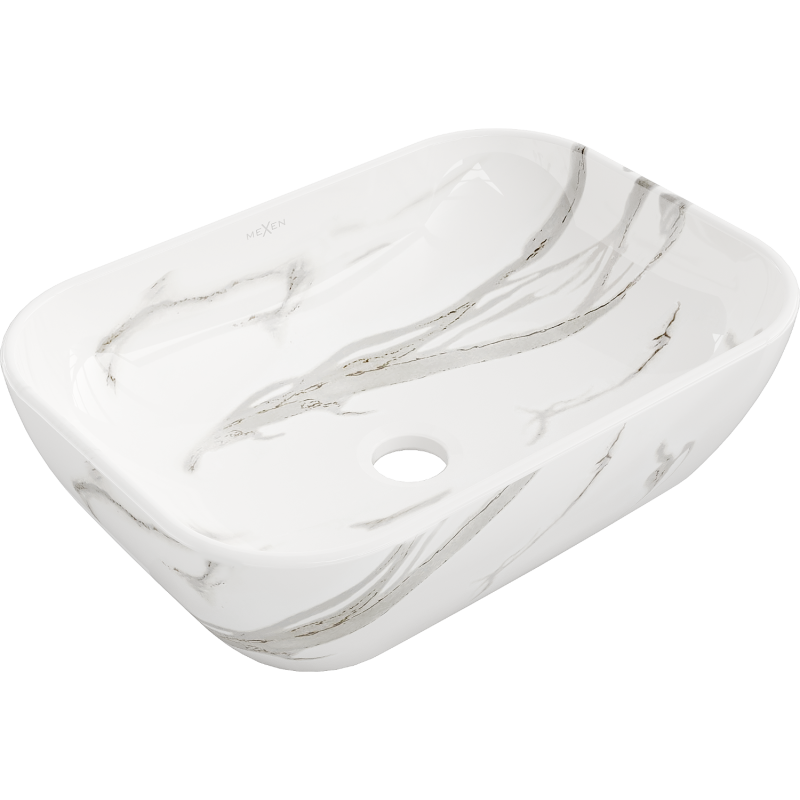 Mexen Rita pöytätason päälle asennettava pesuallas 45 x 32 cm, valkoinen kivi - 21084584