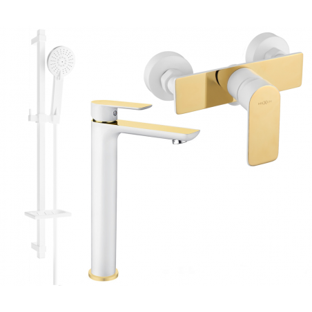 Mexen Alfa DQ40 duschset, vit/guld - 745714DQ40-25