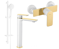 Mexen Alfa DQ40 ensemble de douche, blanc/or - 745714DQ40-25