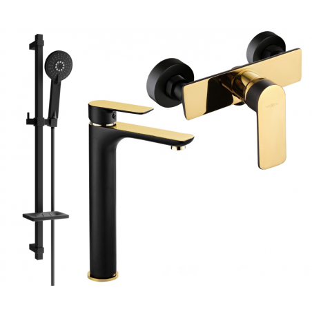 Mexen Alfa DQ40 shower set, black/gold - 745714DQ40-75