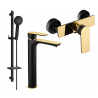 Mexen Alfa Ensemble de douche DQ40, noir/doré - 745714DQ40-75