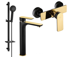 Mexen Alfa DQ40 Duschset, schwarz/gold - 745714DQ40-75