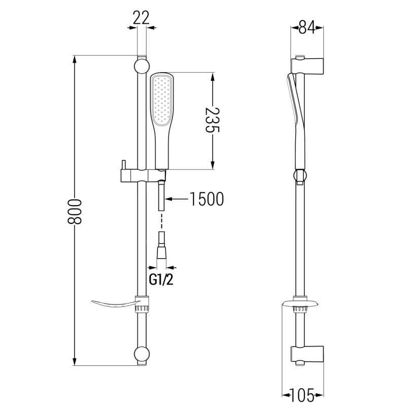 Mexen Alfa DF49 duschset, vit/guld - 745714DF49-25