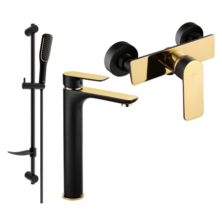 Mexen Alfa DF49 doucheset, zwart/goud - 745714DF49-75