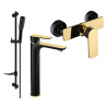 Mexen Alfa DF49 shower set, black/gold - 745714DF49-75