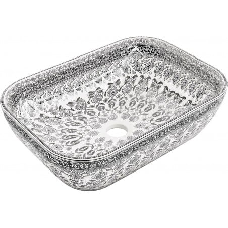 Mexen Rita lavabo à poser 45 x 32 cm, motif blanc/noir - 21084586