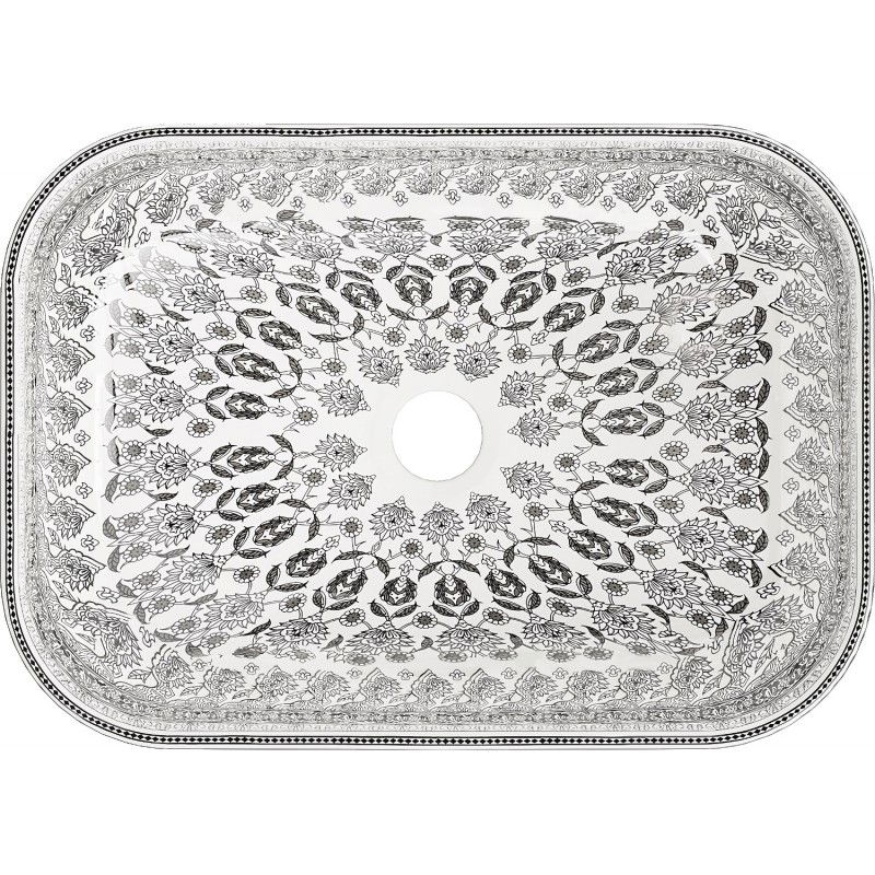 Mexen Rita lavabo da appoggio 45 x 32 cm, bianco/motivo nero - 21084586