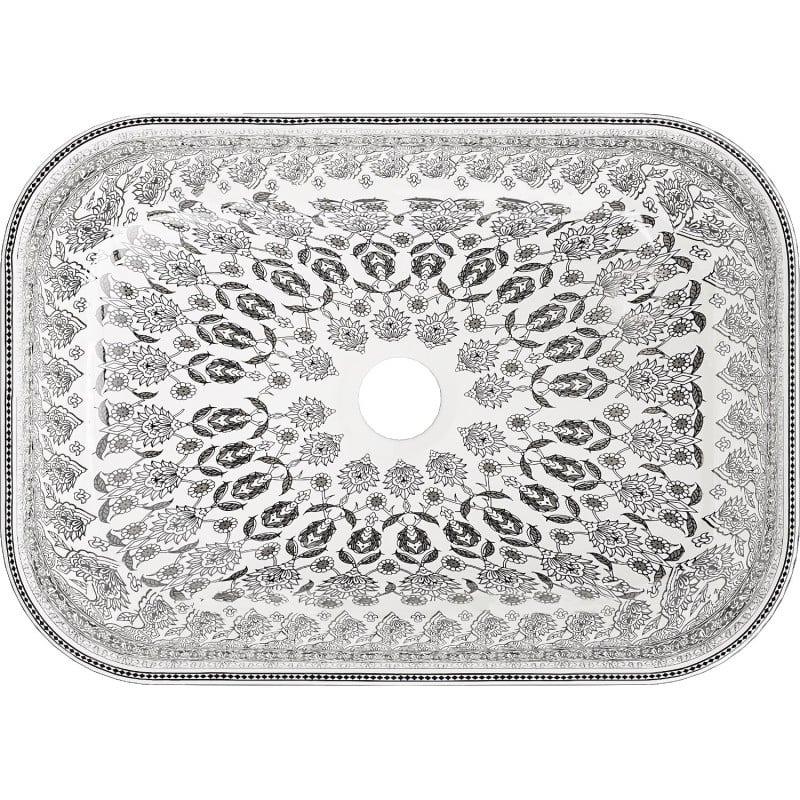 Mexen Rita päälle asennettava pesuallas 45 x 32 cm, valkoinen/musta kuvio - 21084586