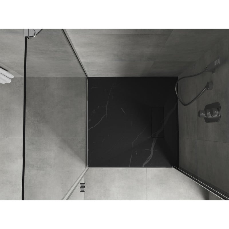 Mexen Hugo square shower tray SMC 80 x 80 cm, black stone - 42758080