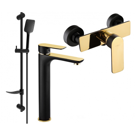 Mexen Alfa DF62 doucheset, zwart/goud - 745714DF62-75