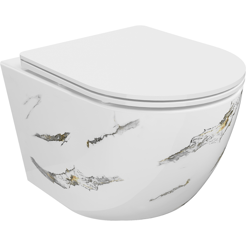 Mexen Lena cuvette WC sans bride avec abattant à descente lente slim, duroplast, pierre blanche - 30224091