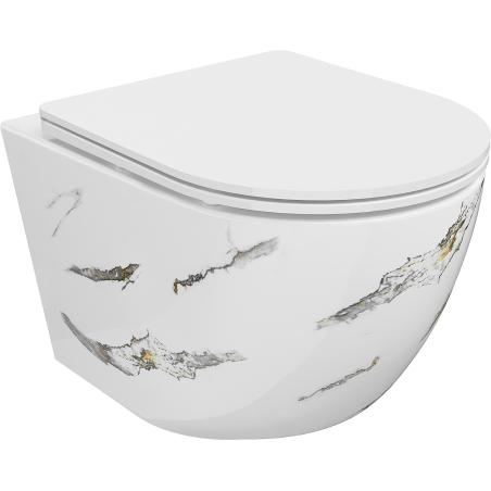 Mexen Lena rimless toilet bowl with slim soft-close seat, duroplast, white stone - 30224091