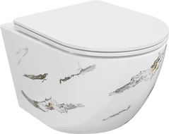 Mexen Lena cuvette WC sans bride avec abattant à descente lente slim, duroplast, pierre blanche - 30224091