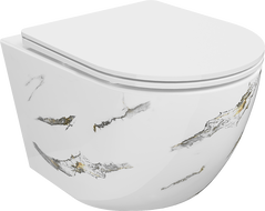 Mexen Lena WC-Schüssel Rimless mit softschließendem Slim-Sitz, Duroplast, Weißer Stein - 30224091