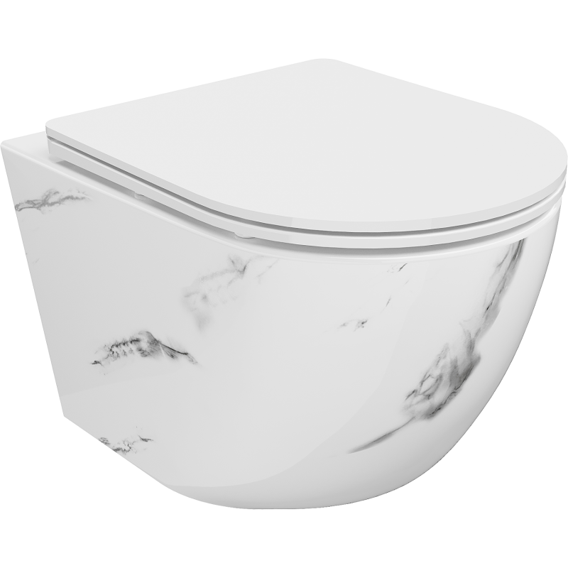 Mexen Lena Rimless WC-skål med soft-close slim-sits, duroplast, vit sten - 30224092