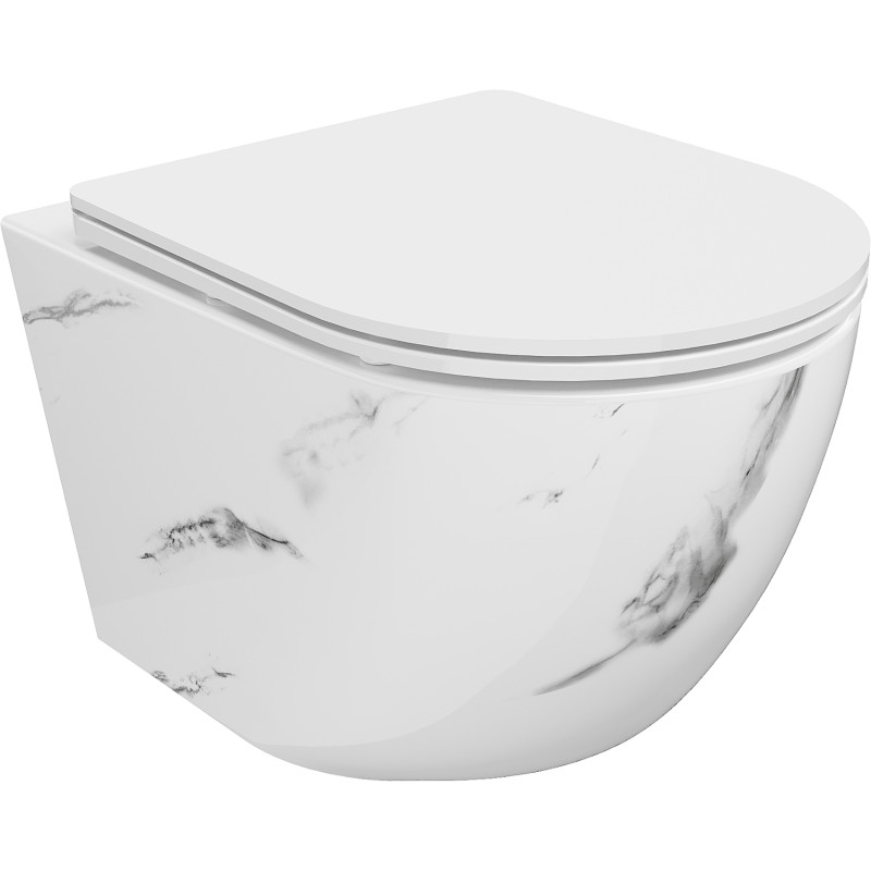 Mexen Lena wc pott Rimless aeglaselt langeva õhukese duroplastist prill-lauaga, valge kivi - 30224092