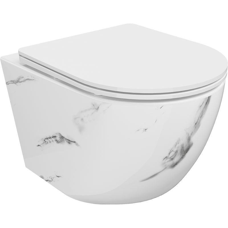 Mexen Lena WC-Schüssel Rimless mit absenkbarem Slim-Sitz, Duroplast, weißer Stein - 30224092