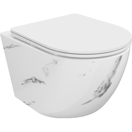 Mexen Lena Rimless WC Bowl with Slim Soft-Close Seat, Duroplast, White Stone - 30224092