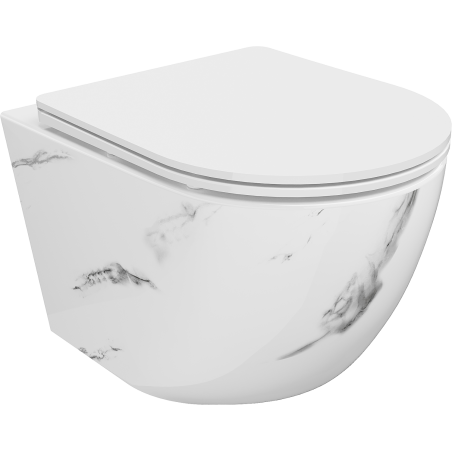 Mexen Lena wc-kulho Rimless laskeutuvalla slim-kannella, duroplast, valkoinen kivi - 30224092