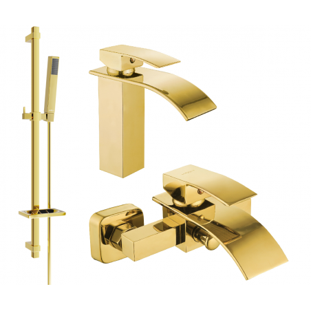 Mexen Aries DQ77 conjunto de baño, dorado - 744803DQ77-50