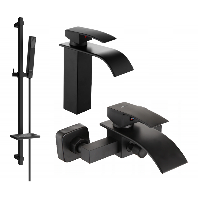 Mexen Aries DQ77 conjunto de bañera, negro - 744803DQ77-70
