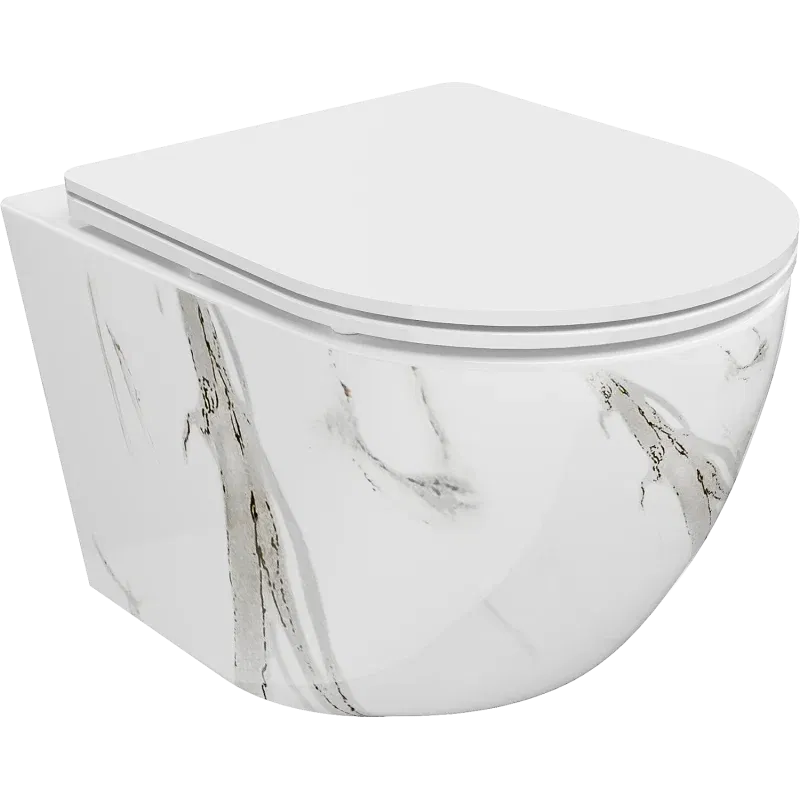Mexen Lena cuvette WC sans bride avec abattant à descente lente slim, duroplast, pierre blanche - 30224094