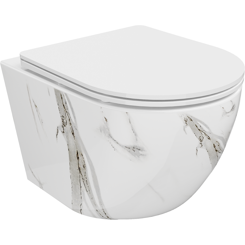 Mexen Lena vannaton wc Rimless istuimella, joka laskeutuu hitaasti, ohut, duroplast, valkoinen kivi - 30224094