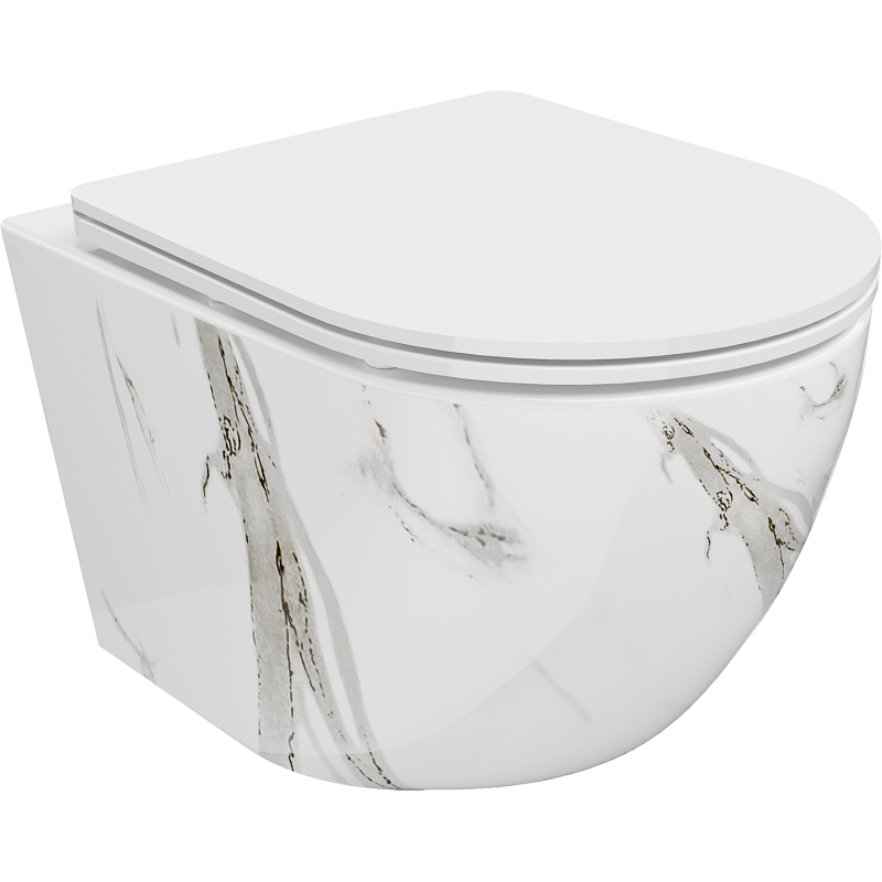 Mexen Lena wc-pot Rimless met slanke, zacht sluitende duroplast zitting, witte steen - 30224094