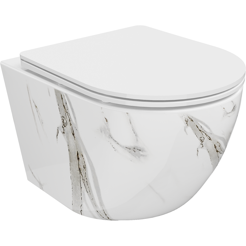 Mexen Lena WC-Schüssel Rimless mit Soft-Close Slim Sitz, Duroplast, weißer Stein - 30224094