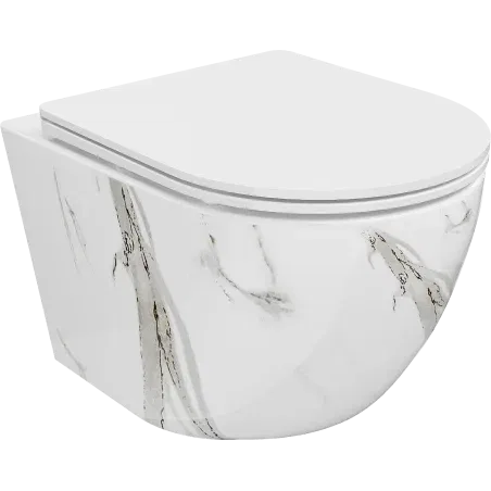Mexen Lena cuvette WC sans bride avec abattant à descente lente slim, duroplast, pierre blanche - 30224094