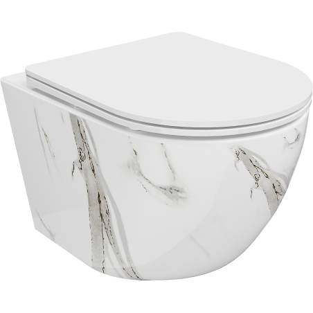 Mexen Lena sanita rimless com tampa de queda-livre slim, duroplástico, pedra branca - 30224094