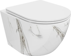 Mexen Lena cuvette WC sans bride avec abattant à descente lente slim, duroplast, pierre blanche - 30224094