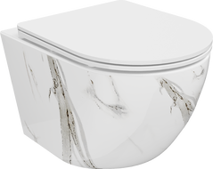 Mexen Lena wc školjka Rimless s počasi zapirajočim slim sedežem, duroplast, bel kamen - 30224094