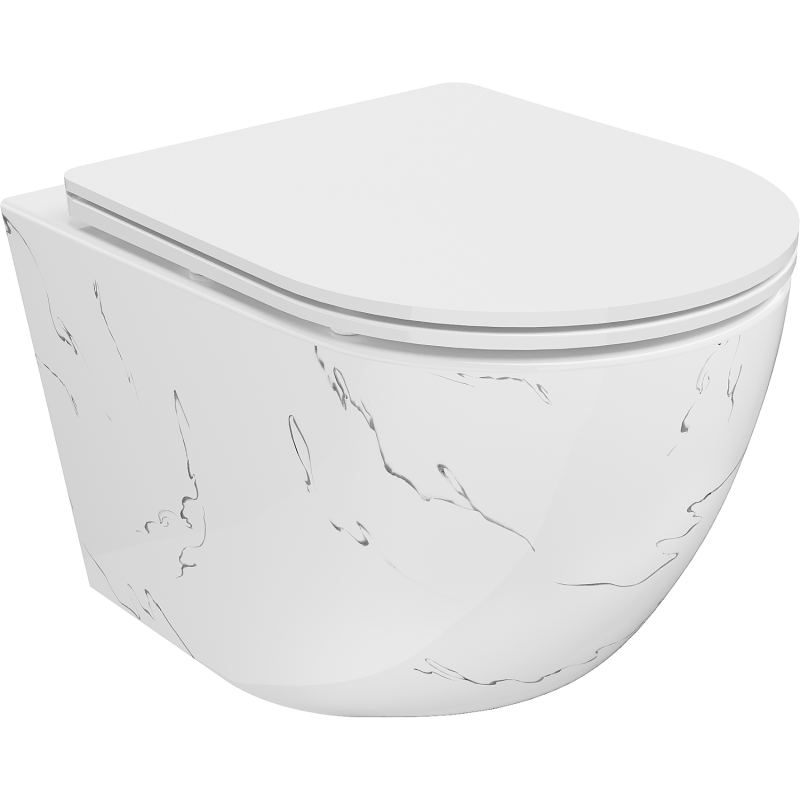 Mexen Lena cuvette WC Rimless avec abattant à descente amortie slim, duroplast, pierre blanche - 30224093