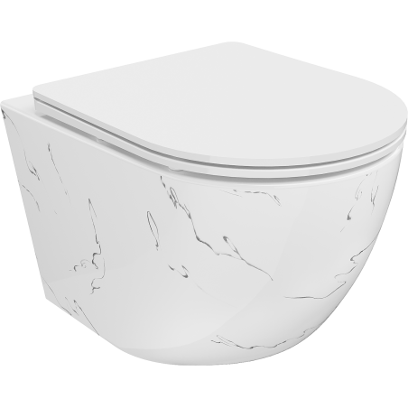 Mexen Lena wc-skål Rimless med långsamt sjunkande slim-sits, duroplast, vit sten - 30224093
