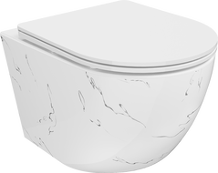 Mexen Lena rimloze wc-kom met slanke, langzaam sluitende duroplast zitting, witte steen - 30224093