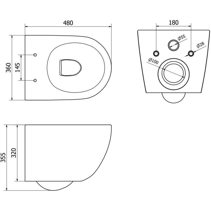 Mexen Lena Rimless WC-kauss aeglaselt sulguva slim duroplastist valge/must muster - 30224095