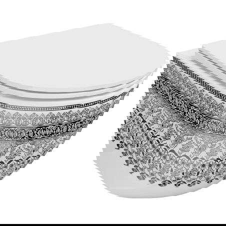 Mexen Lena rimloze wc-pot met slim, langzaam dalende duroplast zitting, wit/zwart patroon - 30224095