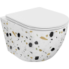 Mexen Lena Rimless WC podsēde ar lēni krītošu vāku, duroplast, balts terrazzo akmens - 30224096