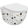 Mexen Lena WC-Schüssel Rimless mit absenkbarem Slim-Sitz, Duroplast, weißer Terrazzo-Stein - 30224096